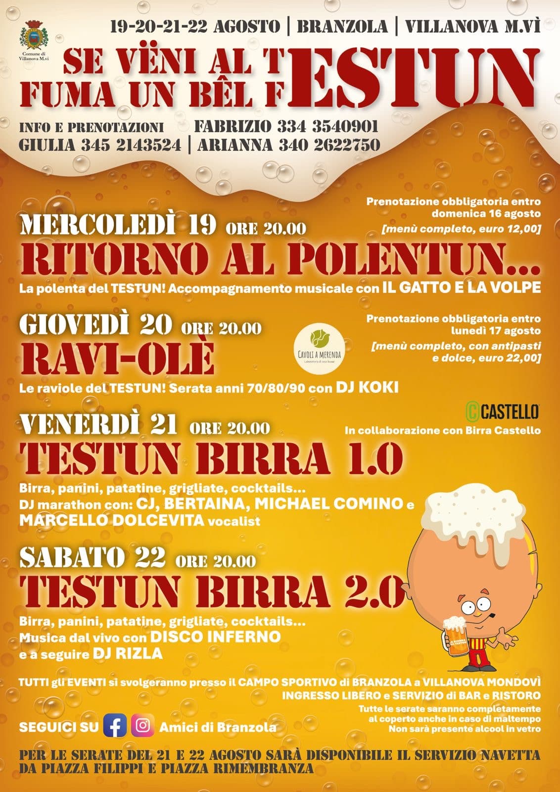 Locandina — programma completo Festa TESTUN